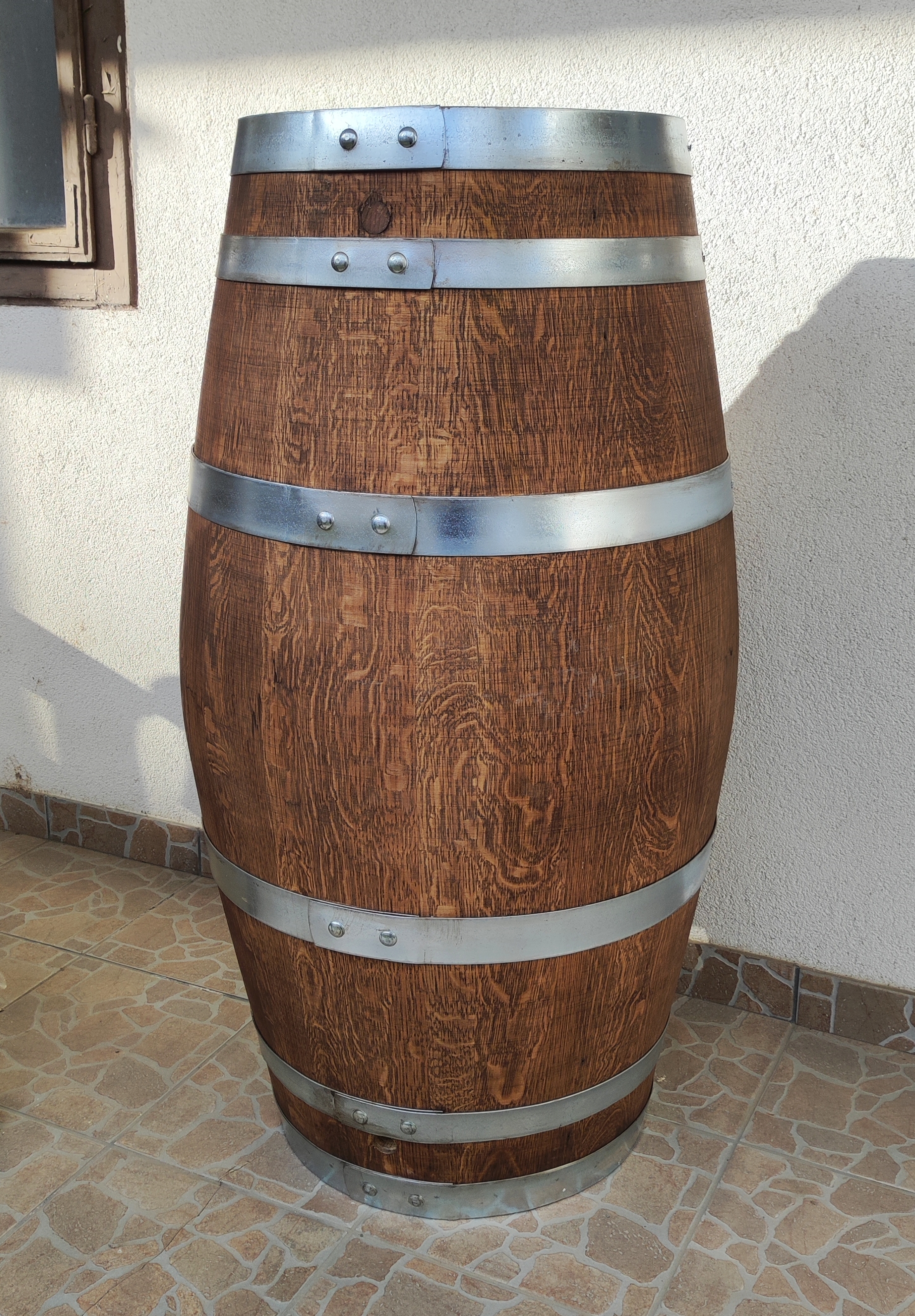 110 cm magas, 50 cm hasátmérőjű tölgyfa esővízgyűjtő hordó