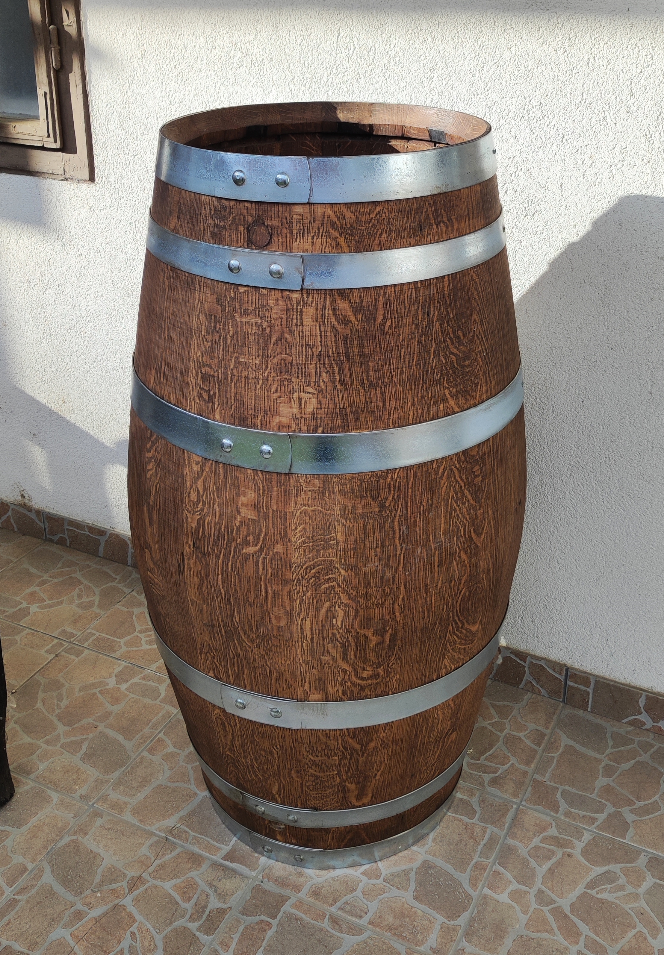 110 cm magas, 50 cm hasátmérőjű tölgyfa esővízgyűjtő hordó